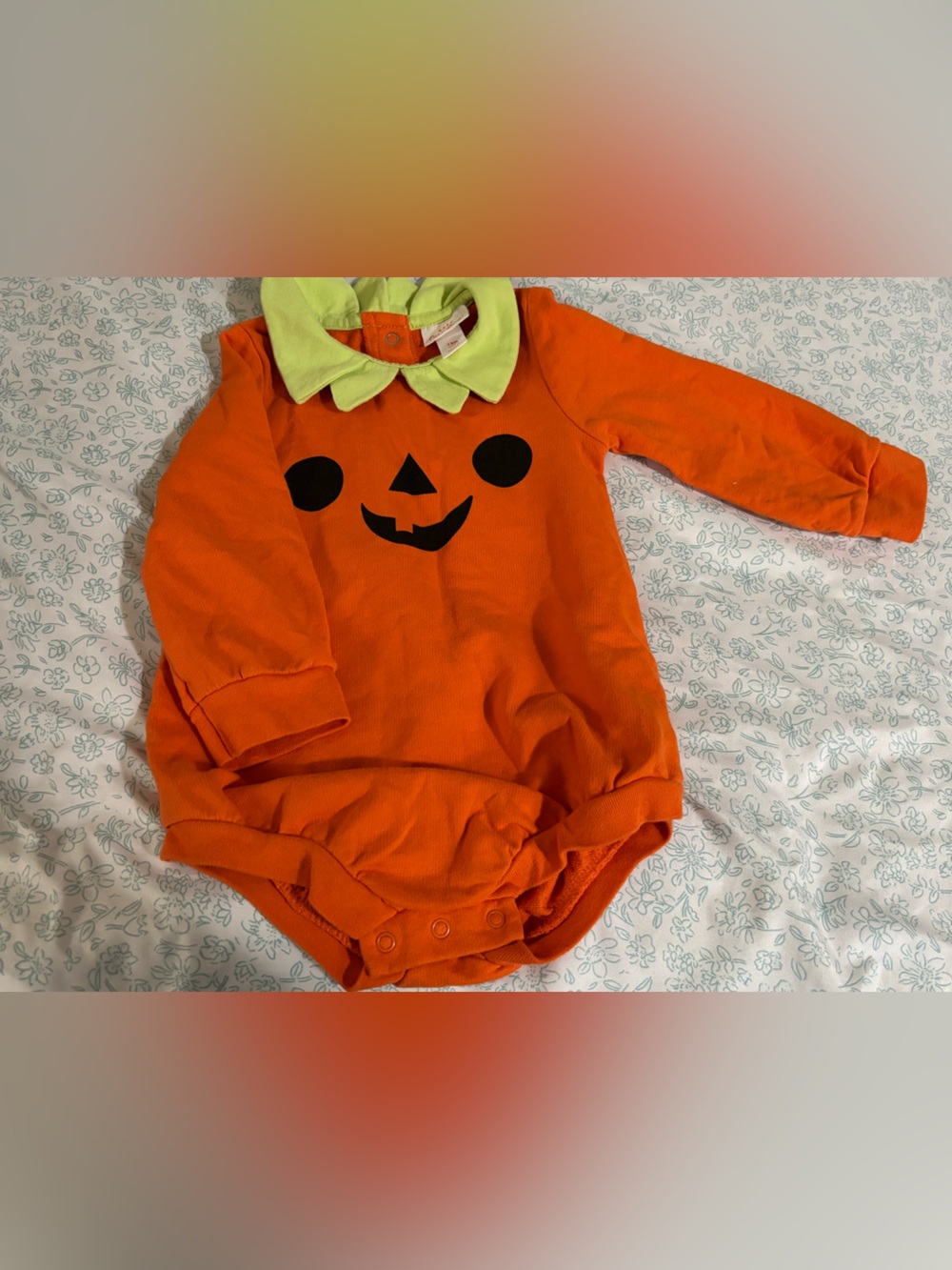 Cat & Jack Orange Baby Onesie with Lime Green Collar